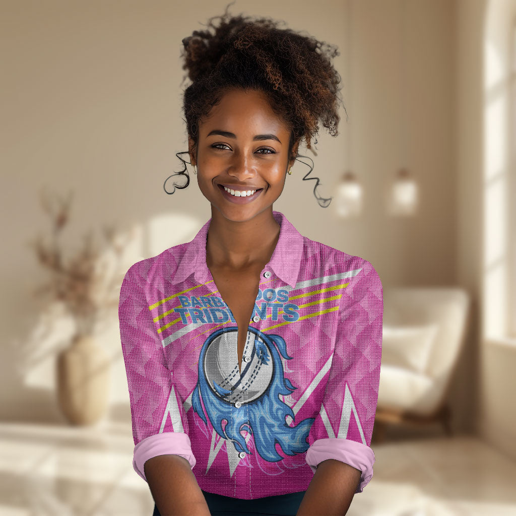 Personalized Barbados Cricket Tridents Women Casual Shirt Graphic Geometric Dynamic Sports Mascot