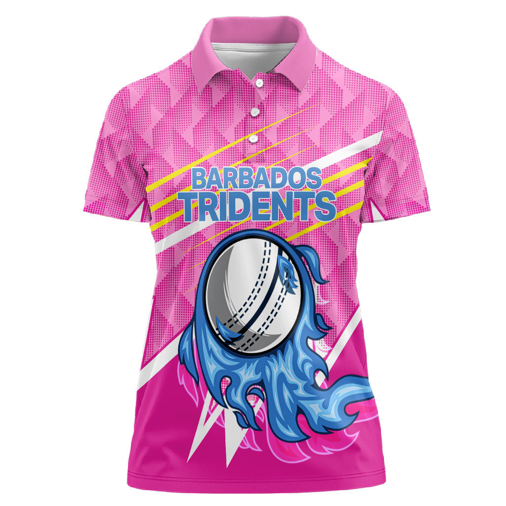 Personalized Barbados Cricket Tridents Women Polo Shirt Graphic Geometric Dynamic Sports Mascot