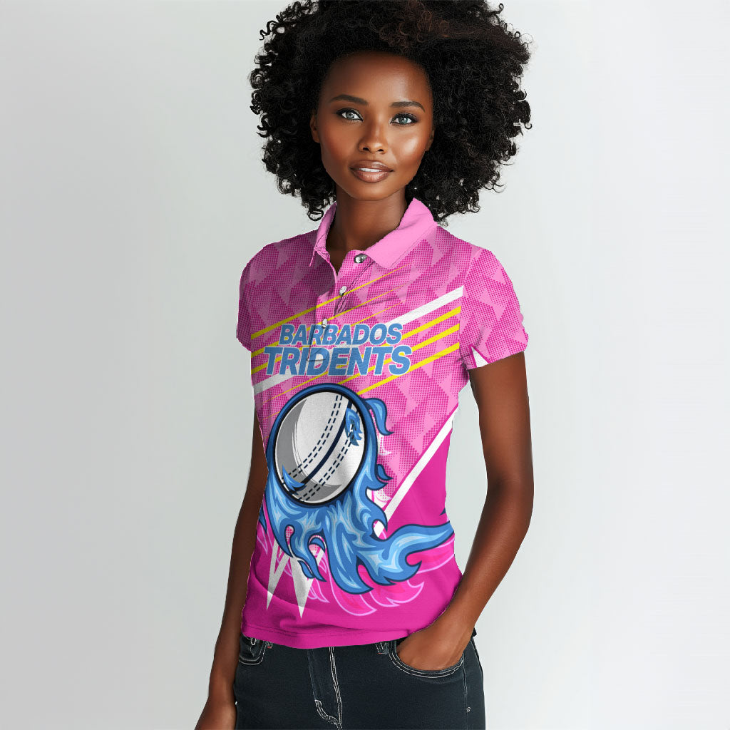 Personalized Barbados Cricket Tridents Women Polo Shirt Graphic Geometric Dynamic Sports Mascot