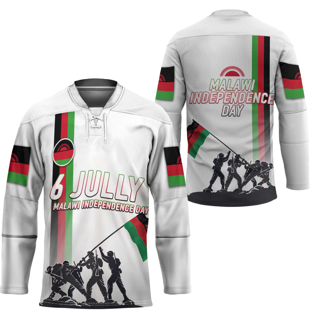 Malawi Independence Day Hockey Jersey Patriotic Flag Design Soldier Silhouette
