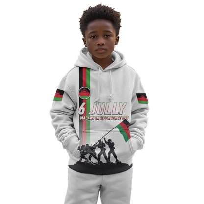 Malawi Independence Day Kid Hoodie Patriotic Flag Design Soldier Silhouette
