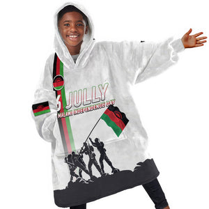 Malawi Independence Day Kid Wearable Blanket Hoodie Patriotic Flag Design Soldier Silhouette