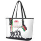 Malawi Independence Day Leather Tote Bag Patriotic Flag Design Soldier Silhouette
