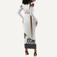 Malawi Independence Day Long Sleeve Bodycon Dress Patriotic Flag Design Soldier Silhouette
