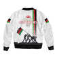 Malawi Independence Day Sleeve Zip Bomber Jacket Patriotic Flag Design Soldier Silhouette