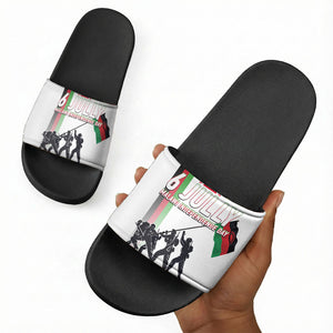 Malawi Independence Day Slide Sandals Patriotic Flag Design Soldier Silhouette