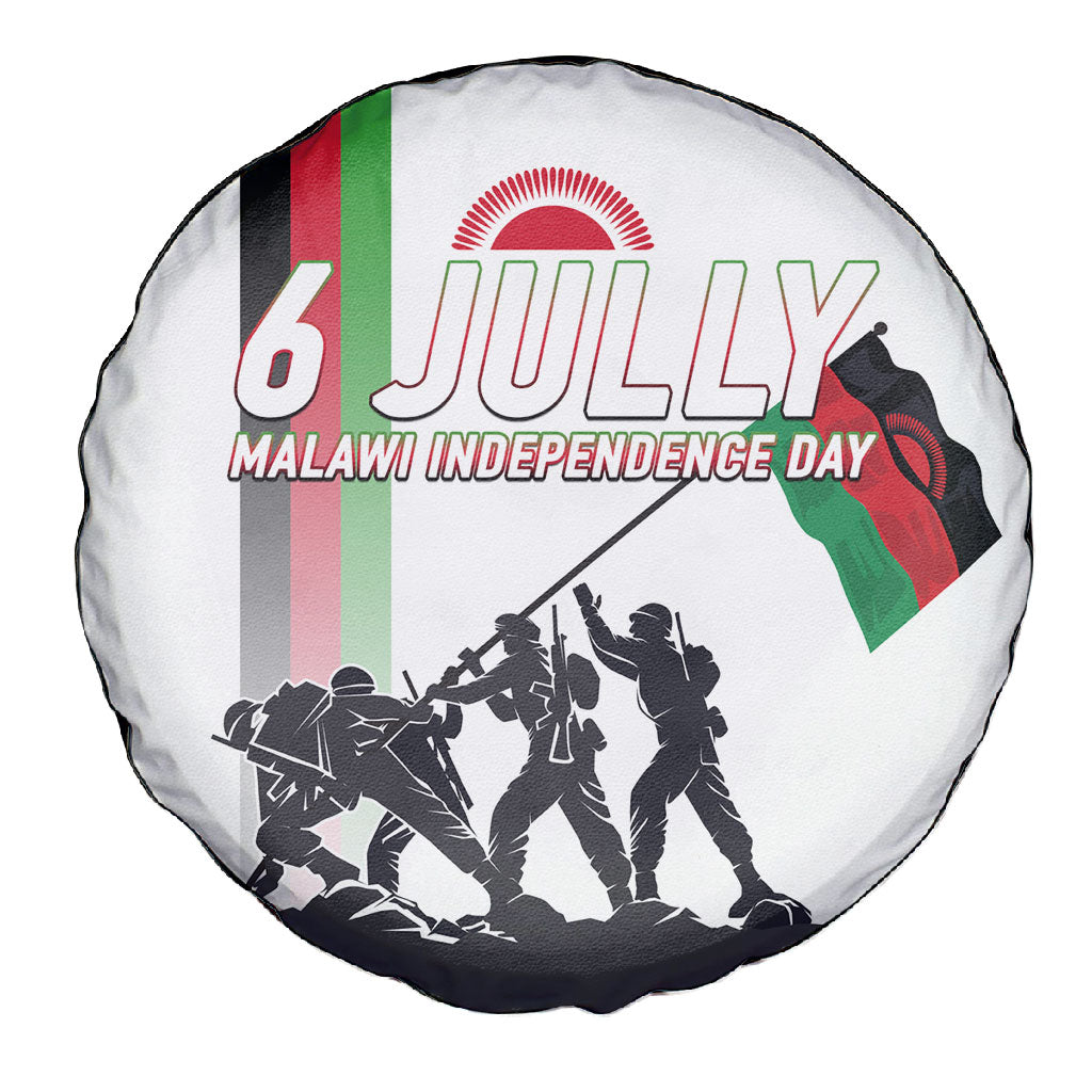 Malawi Independence Day Spare Tire Cover Patriotic Flag Design Soldier Silhouette