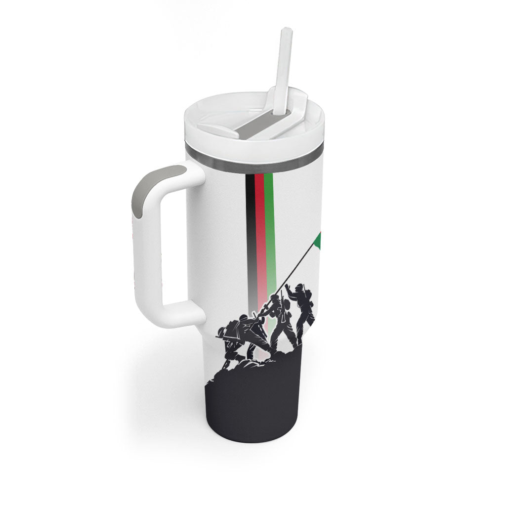 Malawi Independence Day Tumbler With Handle Patriotic Flag Design Soldier Silhouette