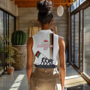 Malawi Independence Day Women Sleeveless Polo Shirt Patriotic Flag Design Soldier Silhouette