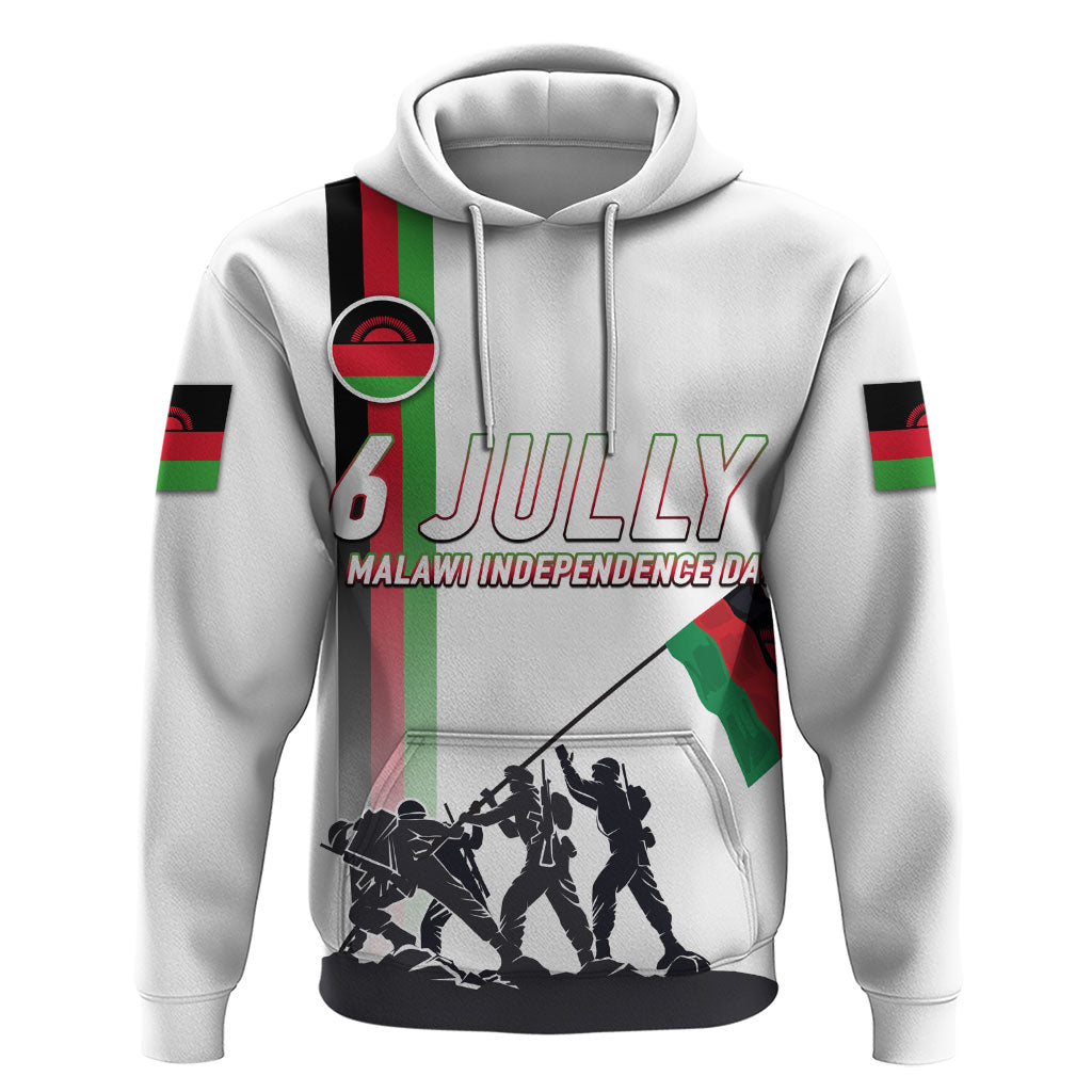 Malawi Independence Day Zip Hoodie Patriotic Flag Design Soldier Silhouette