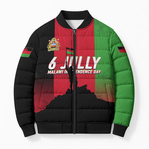 Malawi Independence Day 6 July Bomber Puffer Jacket Malawian Flag Grunge Soldier