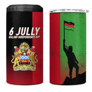 Malawi Independence Day 6 July 4 in 1 Can Cooler Tumbler Malawian Flag Grunge Soldier