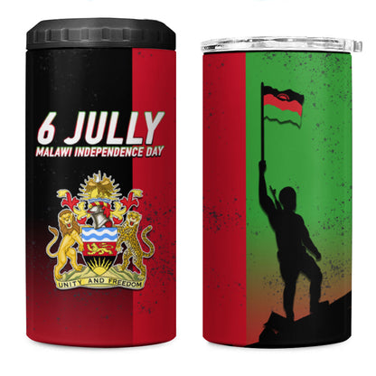 Malawi Independence Day 6 July 4 in 1 Can Cooler Tumbler Malawian Flag Grunge Soldier