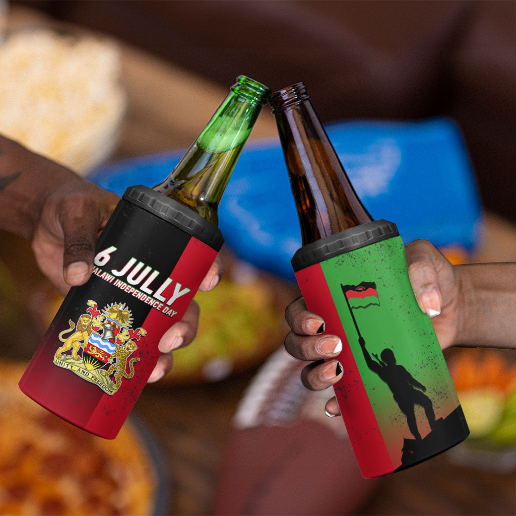 Malawi Independence Day 6 July 4 in 1 Can Cooler Tumbler Malawian Flag Grunge Soldier