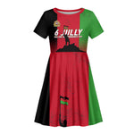 Malawi Independence Day 6 July Kid Short Sleeve Dress Malawian Flag Grunge Soldier