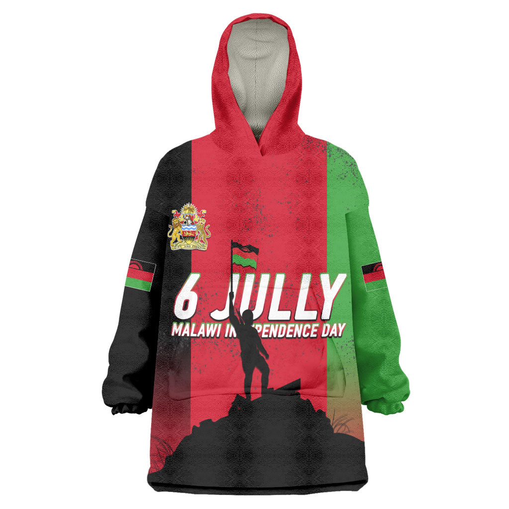 Malawi Independence Day 6 July Kid Wearable Blanket Hoodie Malawian Flag Grunge Soldier