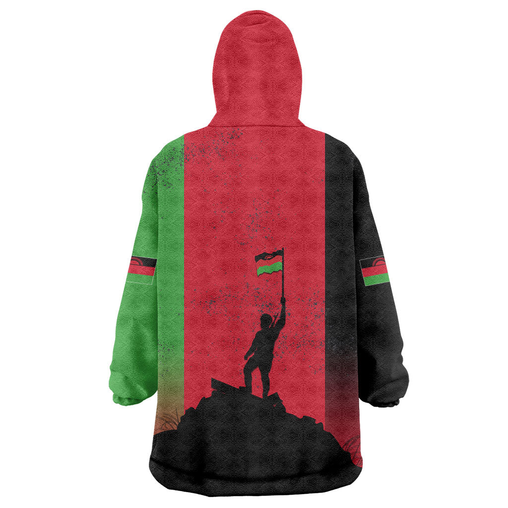 Malawi Independence Day 6 July Kid Wearable Blanket Hoodie Malawian Flag Grunge Soldier