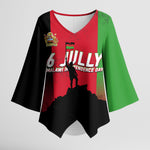 Malawi Independence Day 6 July Kimono Sleeve Blouse Malawian Flag Grunge Soldier