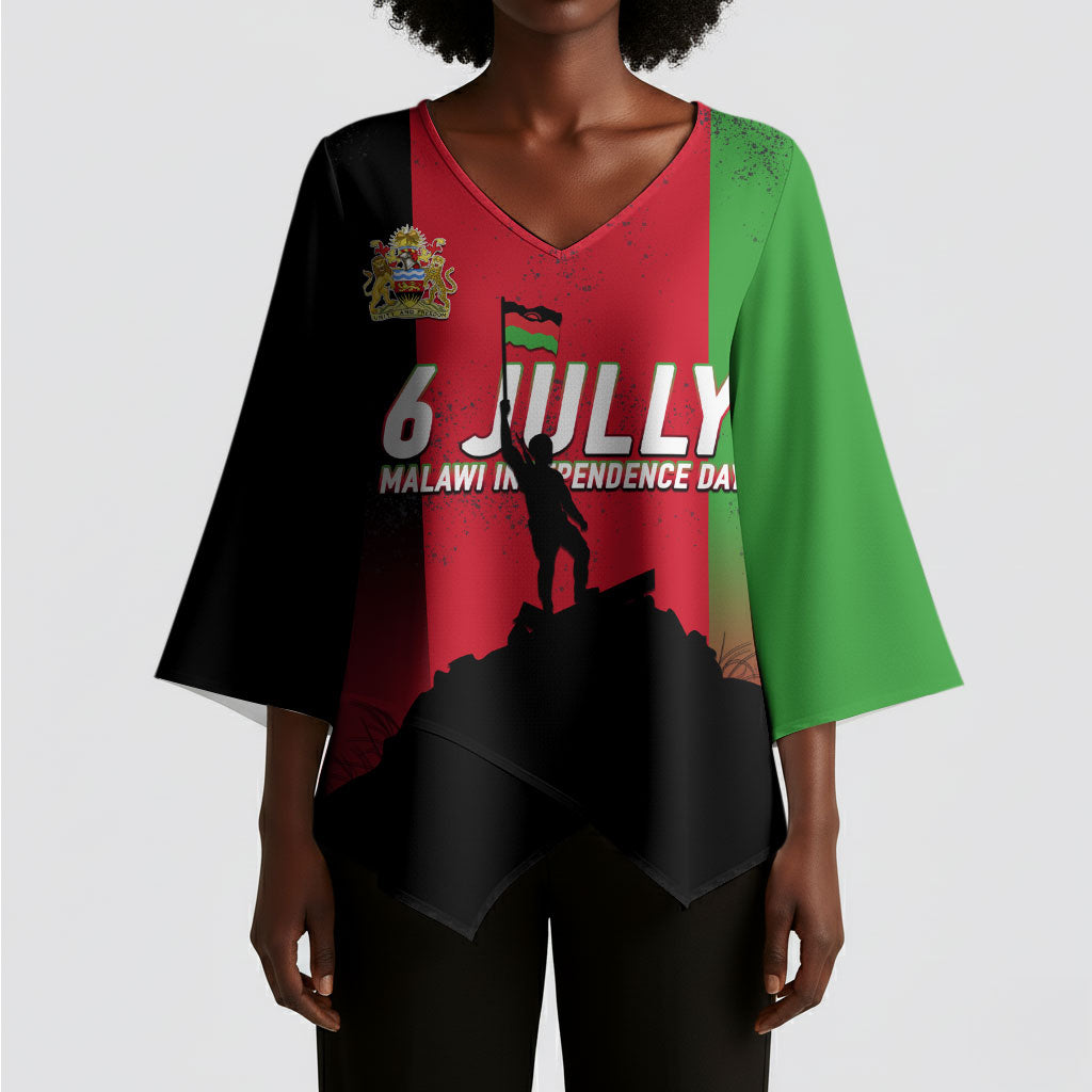 Malawi Independence Day 6 July Kimono Sleeve Blouse Malawian Flag Grunge Soldier