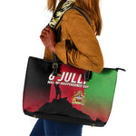 Malawi Independence Day 6 July Leather Tote Bag Malawian Flag Grunge Soldier