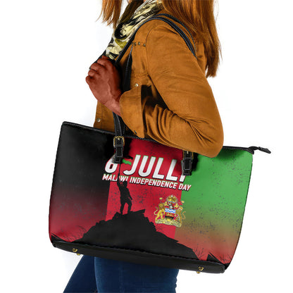 Malawi Independence Day 6 July Leather Tote Bag Malawian Flag Grunge Soldier