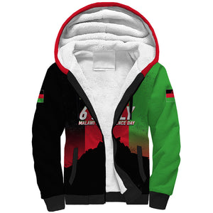 Malawi Independence Day 6 July Sherpa Hoodie Malawian Flag Grunge Soldier