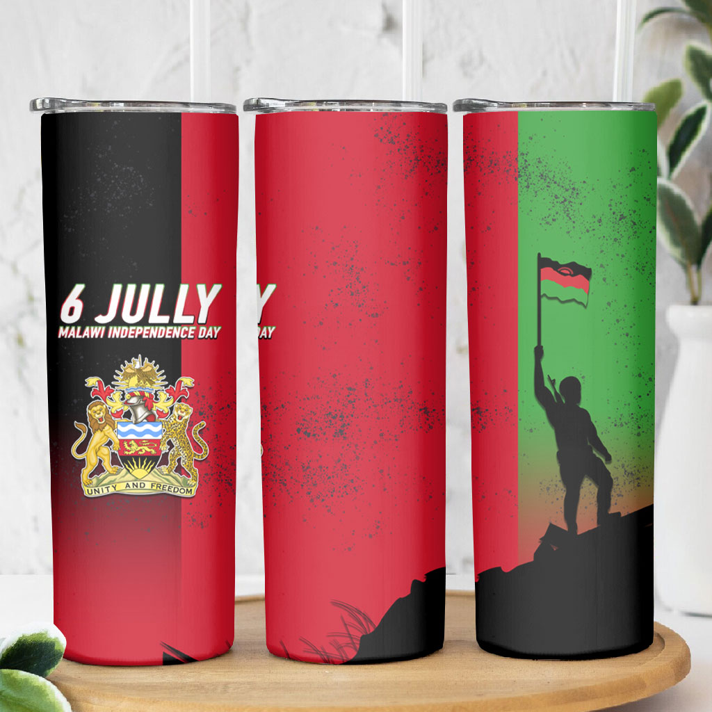 Malawi Independence Day 6 July Skinny Tumbler Malawian Flag Grunge Soldier