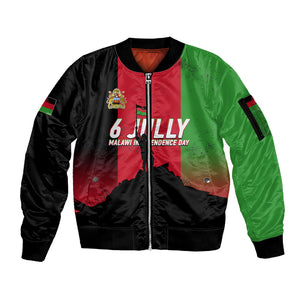 Malawi Independence Day 6 July Sleeve Zip Bomber Jacket Malawian Flag Grunge Soldier