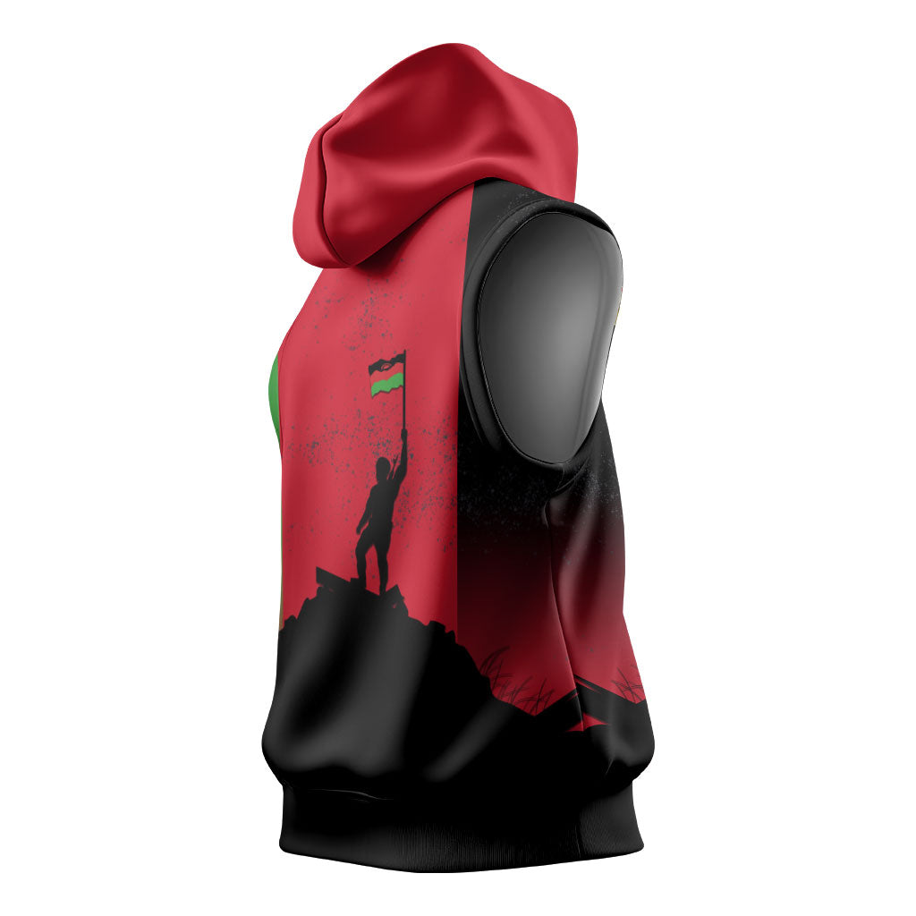 Malawi Independence Day 6 July Sleeveless Hoodie Malawian Flag Grunge Soldier