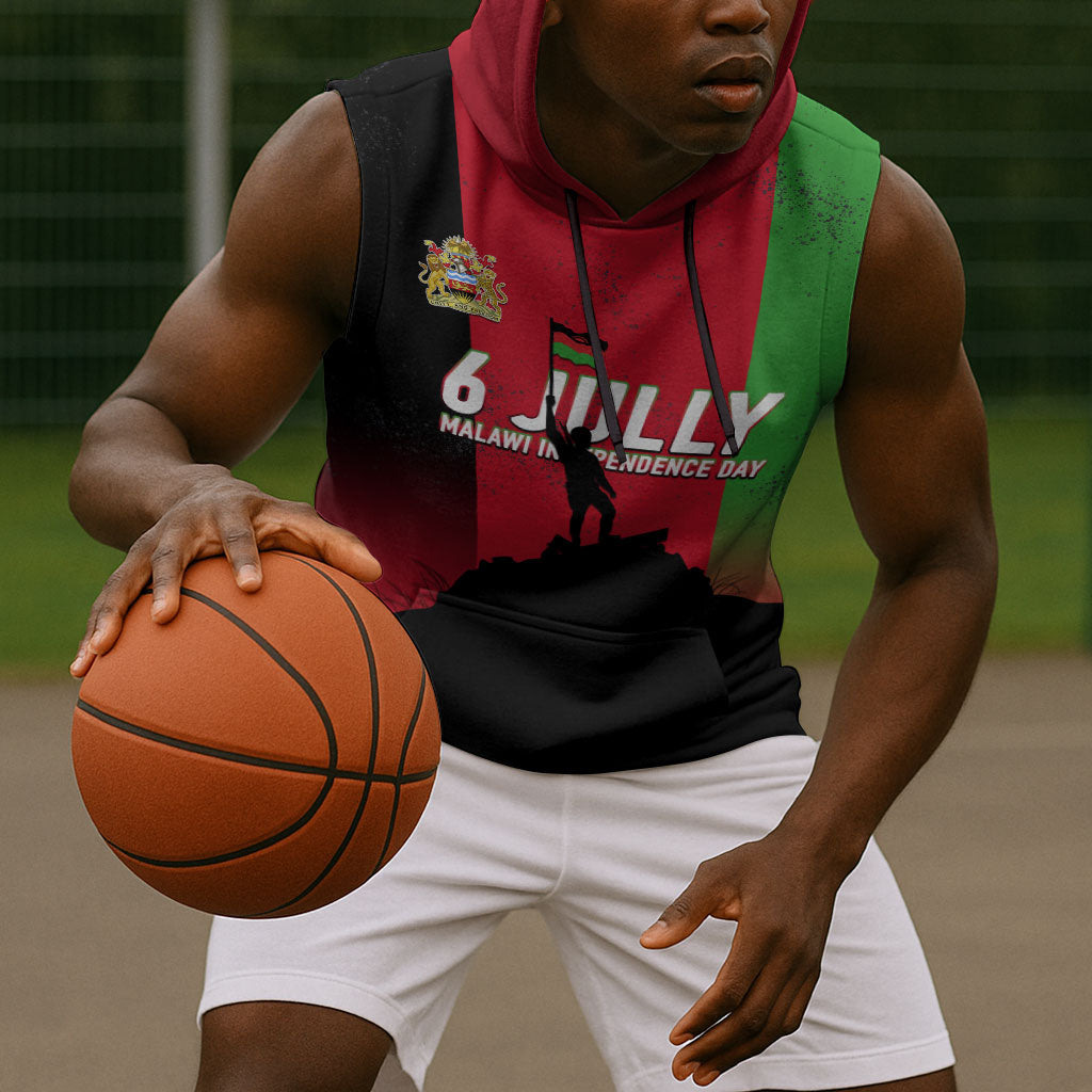 Malawi Independence Day 6 July Sleeveless Hoodie Malawian Flag Grunge Soldier