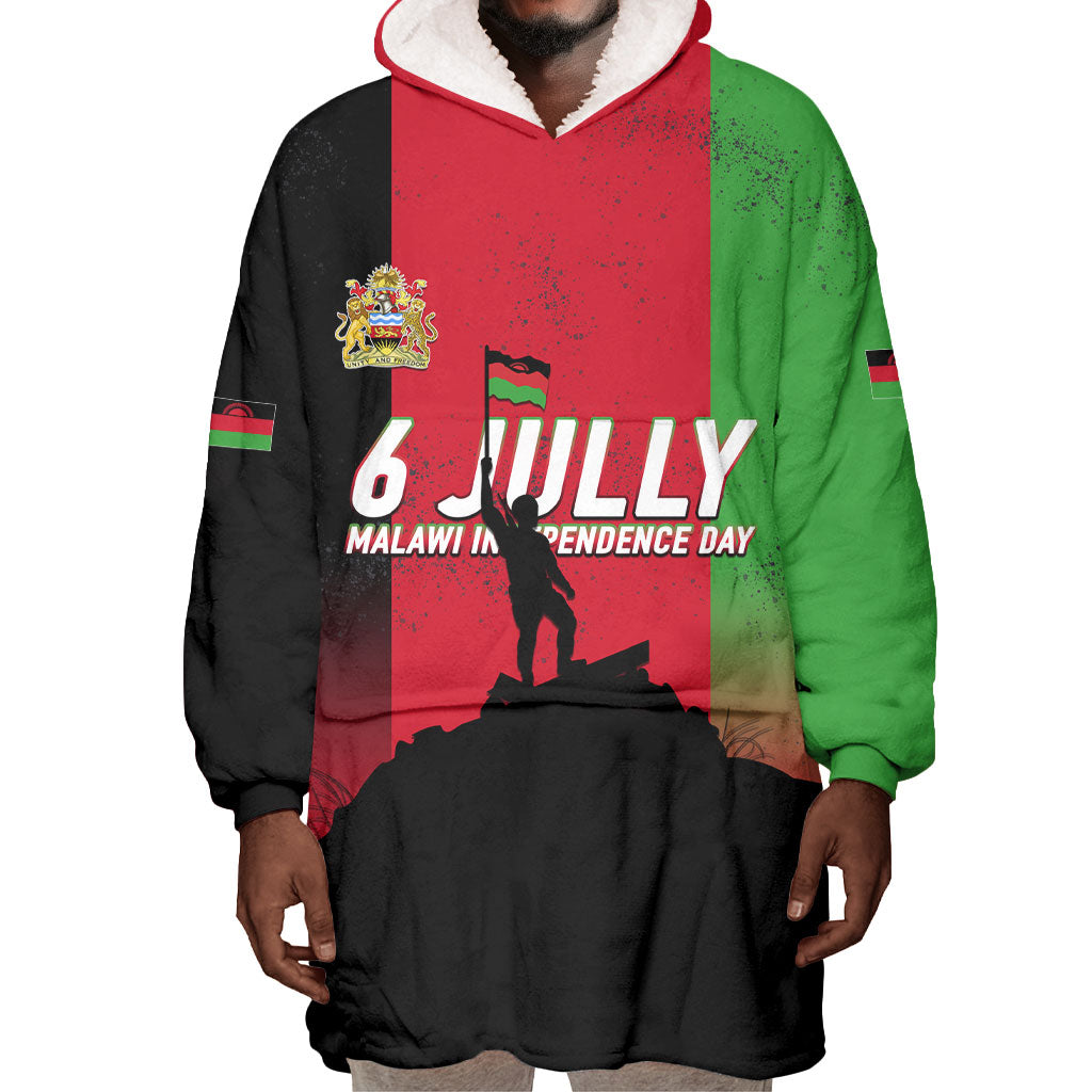 Malawi Independence Day 6 July Wearable Blanket Hoodie Malawian Flag Grunge Soldier