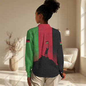 Malawi Independence Day 6 July Women Casual Shirt Malawian Flag Grunge Soldier
