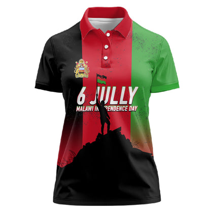 Malawi Independence Day 6 July Women Polo Shirt Malawian Flag Grunge Soldier