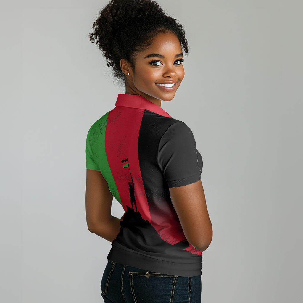 Malawi Independence Day 6 July Women Polo Shirt Malawian Flag Grunge Soldier