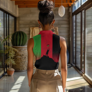 Malawi Independence Day 6 July Women Sleeveless Polo Shirt Malawian Flag Grunge Soldier