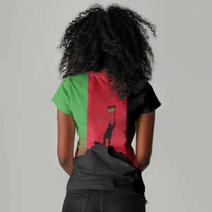 Malawi Independence Day 6 July Women V-Neck T-Shirt Malawian Flag Grunge Soldier