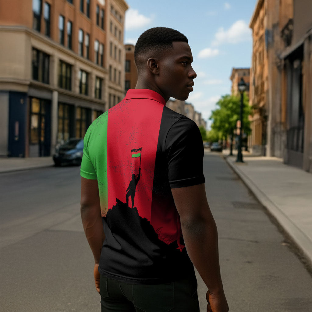 Malawi Independence Day 6 July Zipper Polo Shirt Malawian Flag Grunge Soldier