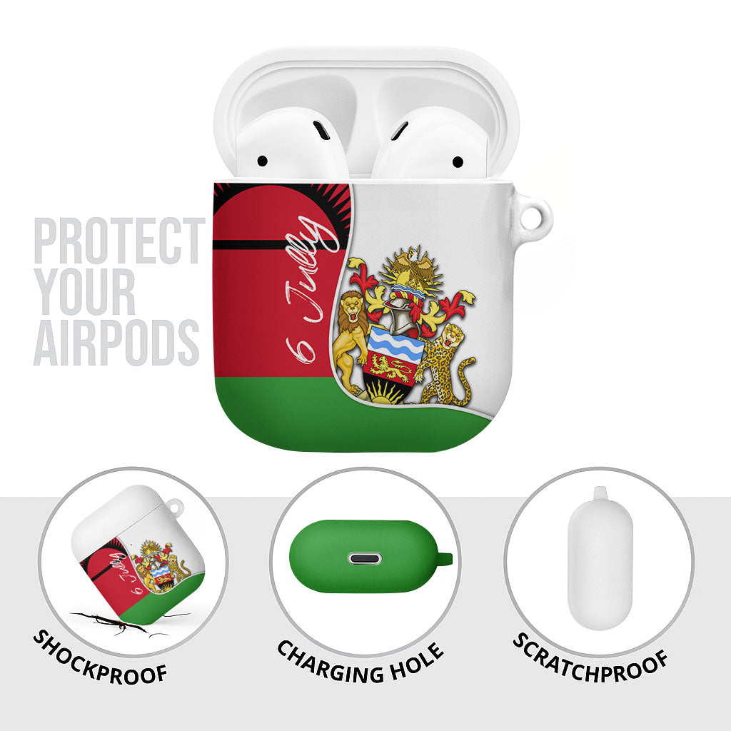 Malawi Independence Day 6 July AirPods Case Malawian Coat Of Arms Flag Ribbon