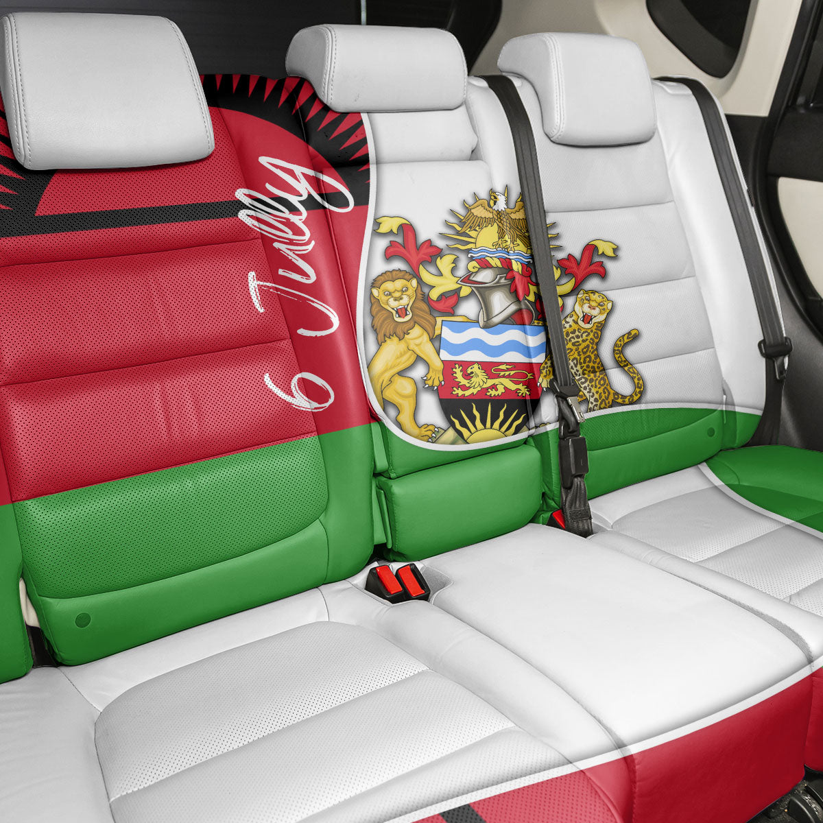 Malawi Independence Day 6 July Back Car Seat Cover Malawian Coat Of Arms Flag Ribbon