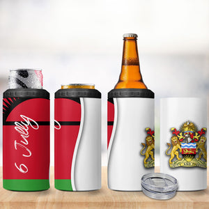 Malawi Independence Day 6 July 4 in 1 Can Cooler Tumbler Malawian Coat Of Arms Flag Ribbon