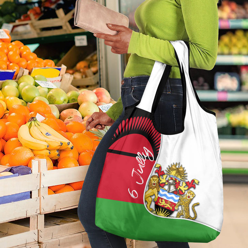 Malawi Independence Day 6 July Grocery Bag Malawian Coat Of Arms Flag Ribbon