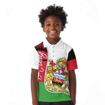 Malawi Independence Day 6 July Kid Polo Shirt Malawian Coat Of Arms Flag Ribbon