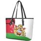 Malawi Independence Day 6 July Leather Tote Bag Malawian Coat Of Arms Flag Ribbon