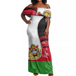 Malawi Independence Day 6 July Off Shoulder Maxi Dress Malawian Coat Of Arms Flag Ribbon