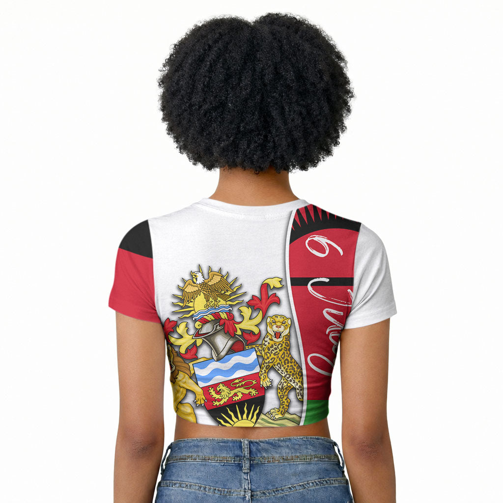 Malawi Independence Day 6 July Raglan Cropped T shirt Malawian Coat Of Arms Flag Ribbon