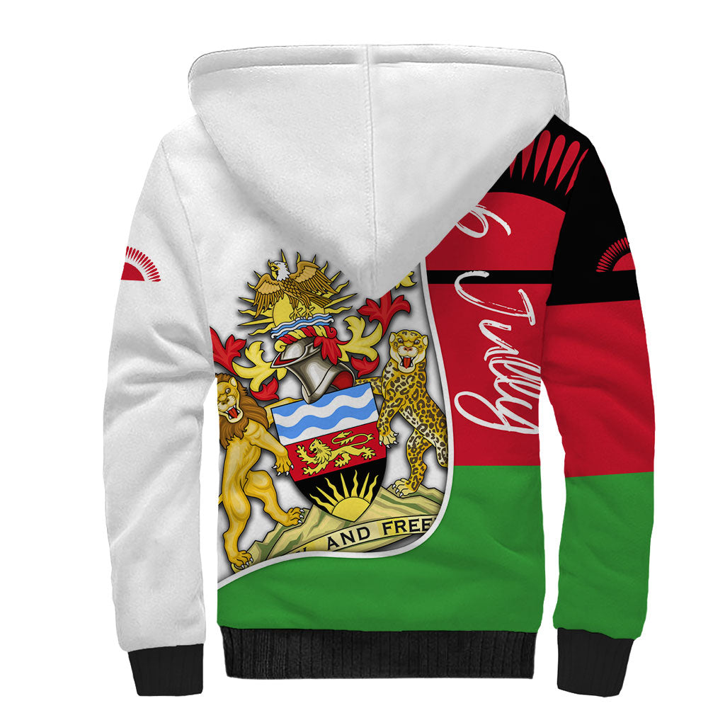 Malawi Independence Day 6 July Sherpa Hoodie Malawian Coat Of Arms Flag Ribbon