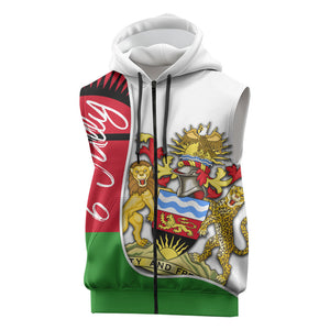 Malawi Independence Day 6 July Sleeveless Zip Hoodie Malawian Coat Of Arms Flag Ribbon