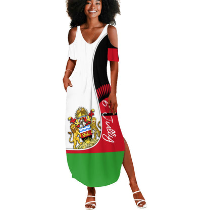 Malawi Independence Day 6 July Summer Maxi Dress Malawian Coat Of Arms Flag Ribbon
