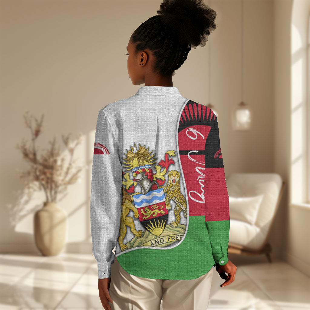 Malawi Independence Day 6 July Women Casual Shirt Malawian Coat Of Arms Flag Ribbon