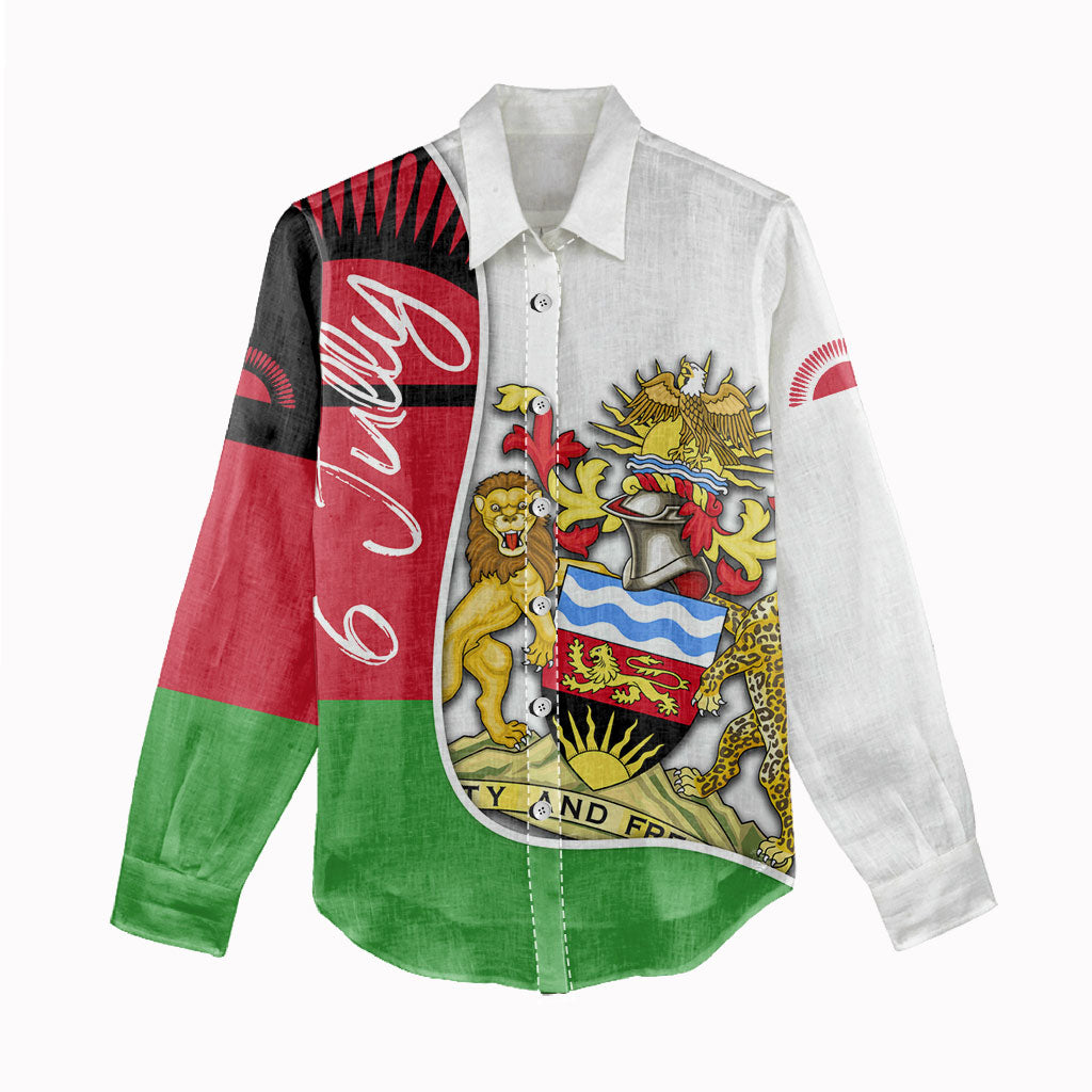 Malawi Independence Day 6 July Women Casual Shirt Malawian Coat Of Arms Flag Ribbon